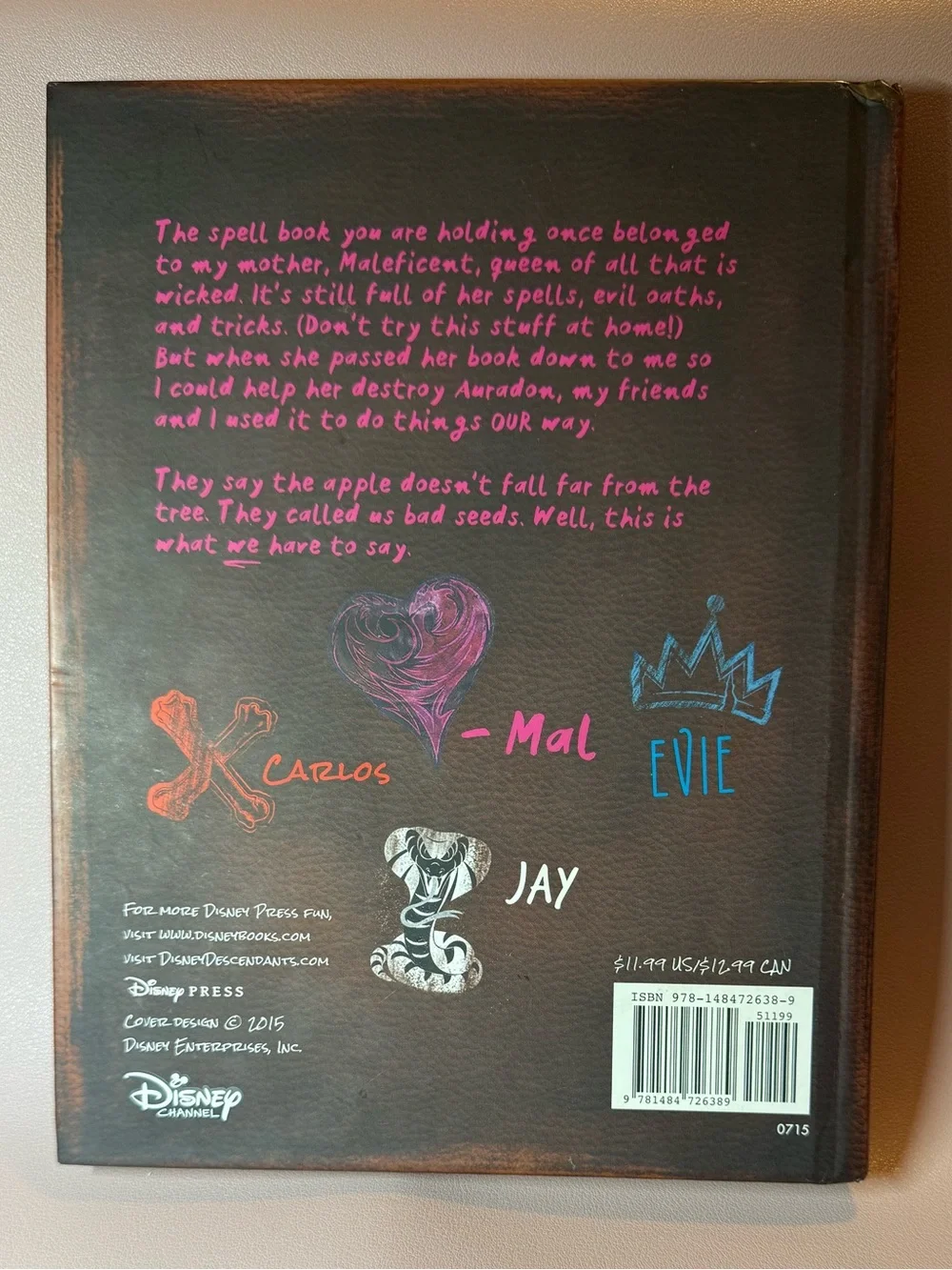 Disney Descendants Mal’s Spell Book Hardcover Collector Book Disney Press